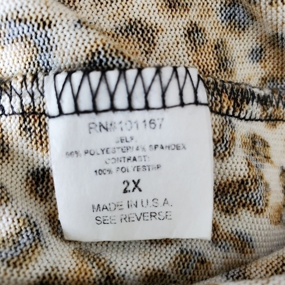 Kim & Cami layered look leopard knit shirt Plus 2X - Picture 5 of 7